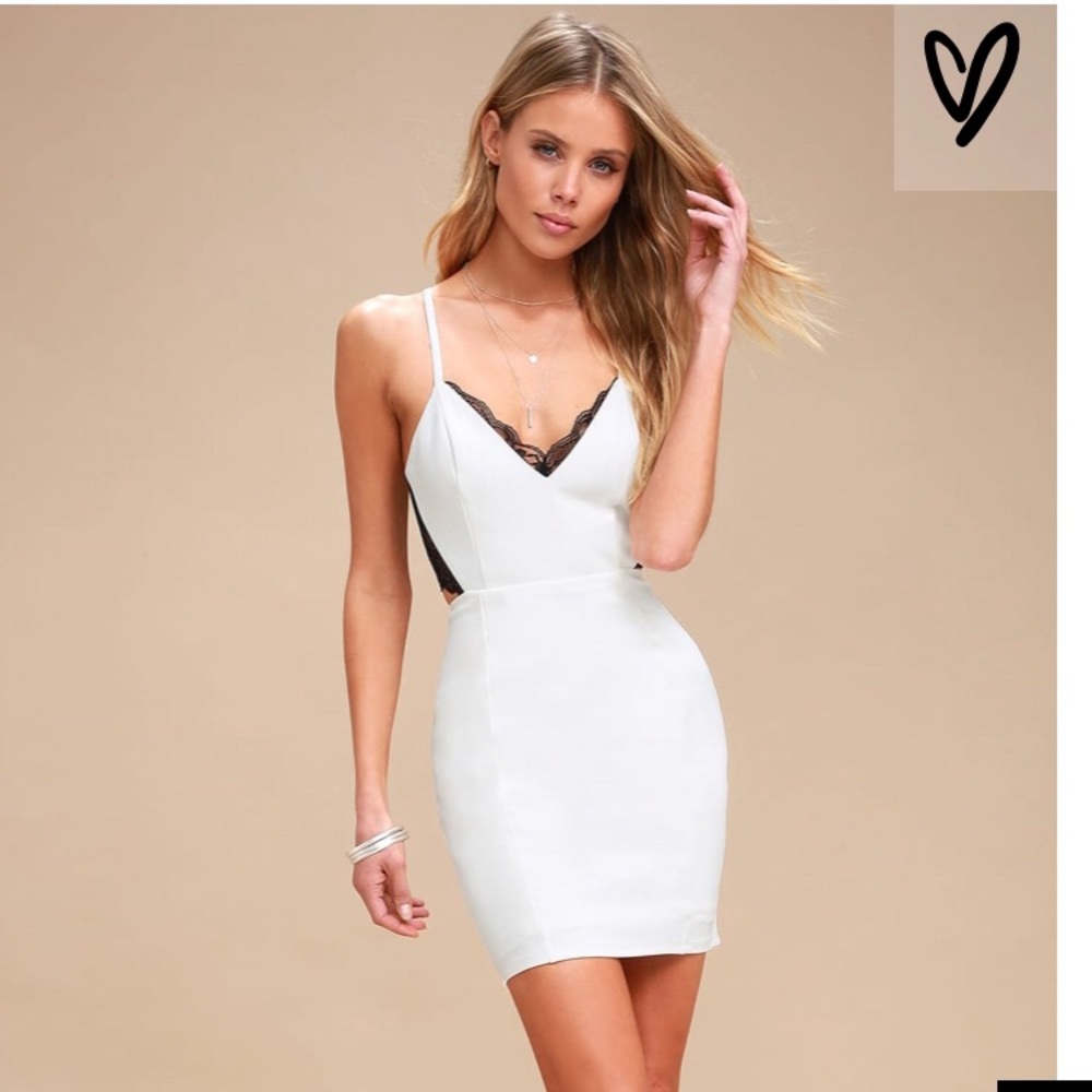 Heartbeat song black and ivory back lace midi